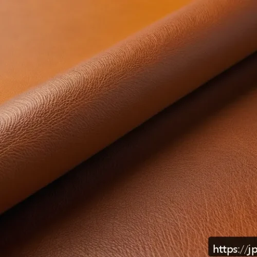 콤부차 가죽 활용한 업사이클링 프로젝트 - A close-up image of kombucha leather texture showcasing its fine cellulose fibers and natural grain,...